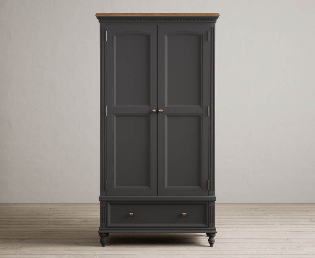 Francis Oak and Charcoal Grey Painted Double Wardrobe