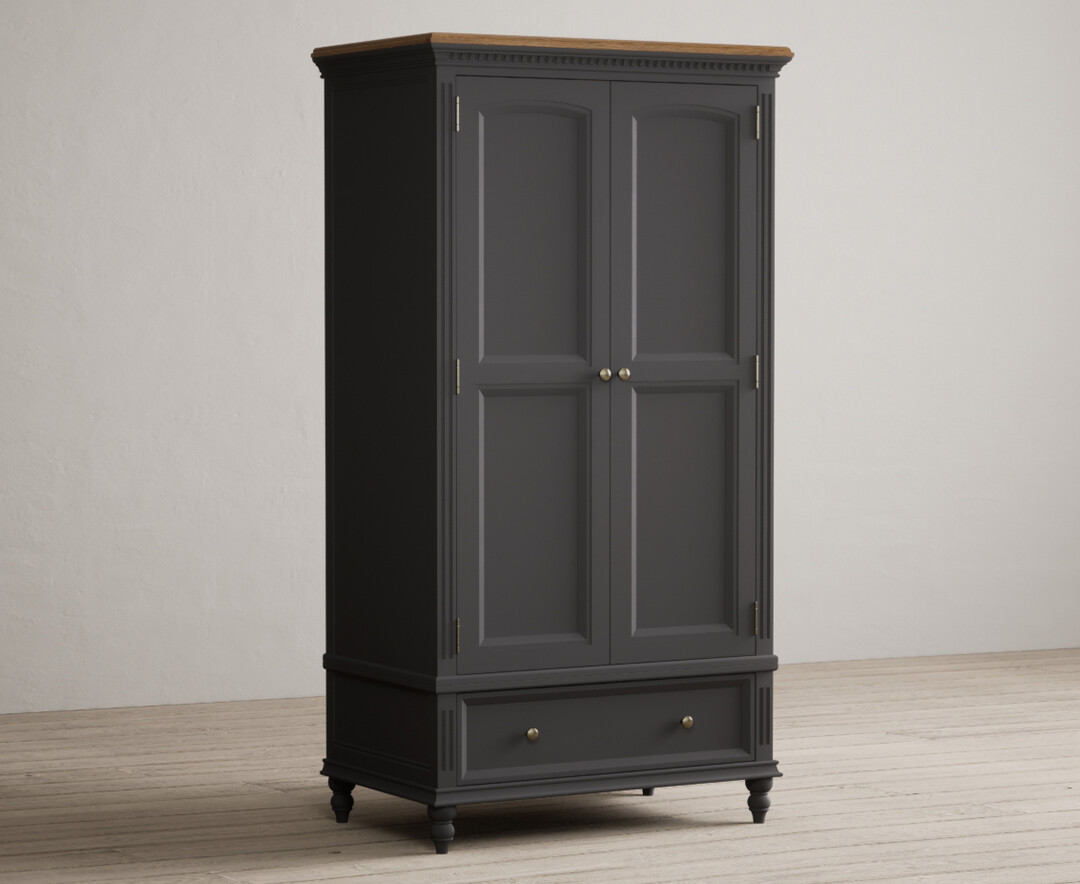 Photo 1 of Francis oak and charcoal grey painted double wardrobe