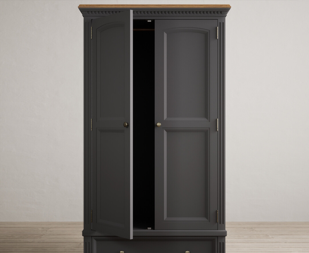 Photo 3 of Francis oak and charcoal grey painted double wardrobe