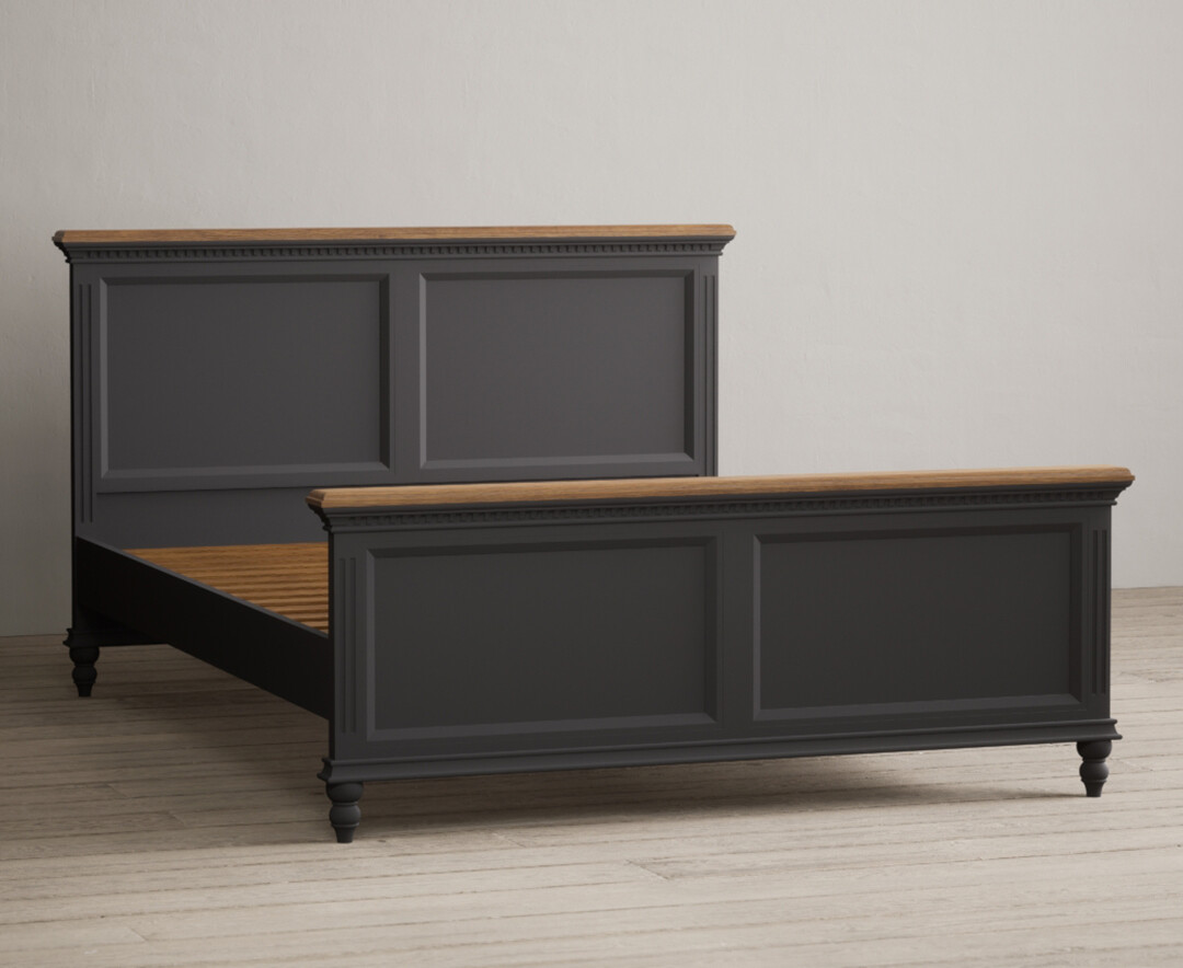 Product photograph of Francis Oak And Charcoal Grey Painted Kingsize Bed from Oak Furniture Superstore