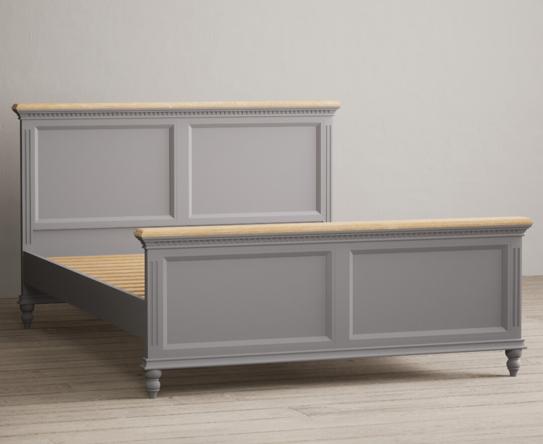 Product photograph of Francis Oak And Light Grey Painted Double Bed from Oak Furniture Superstore