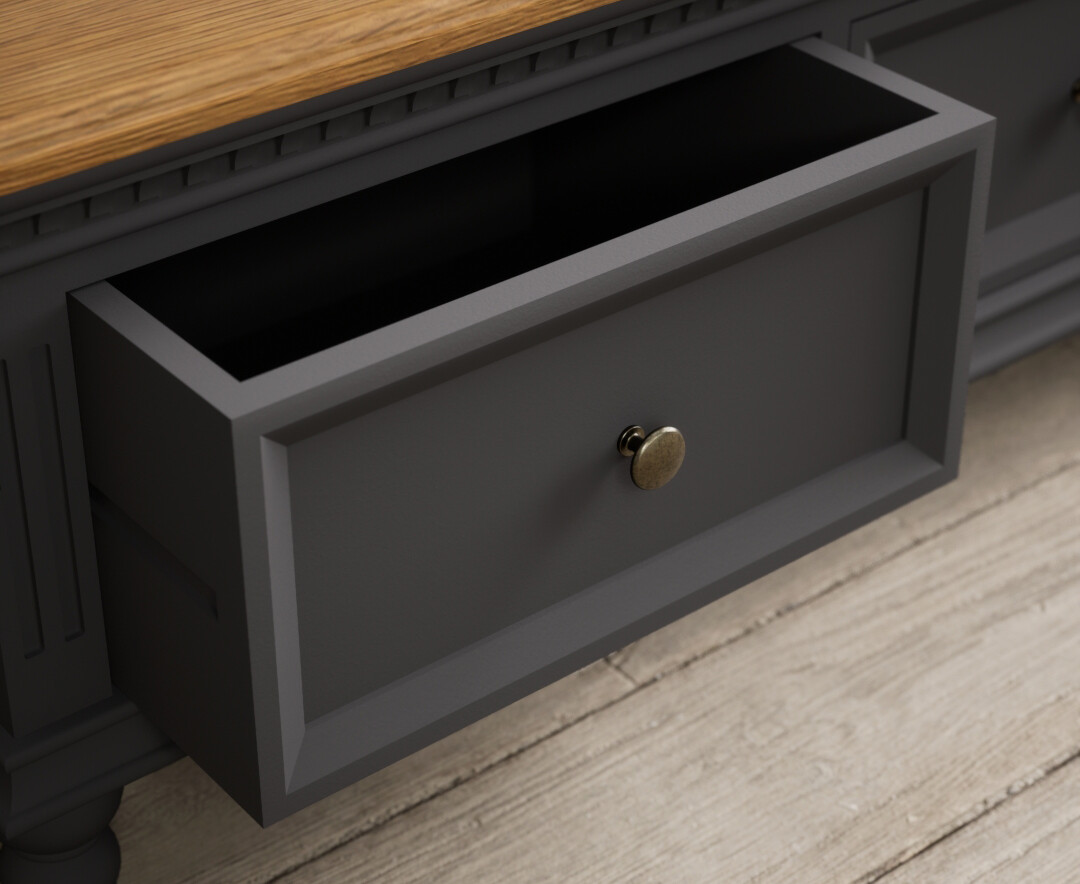 Photo 2 of Francis oak and charcoal grey painted 6 drawer extra large coffee table