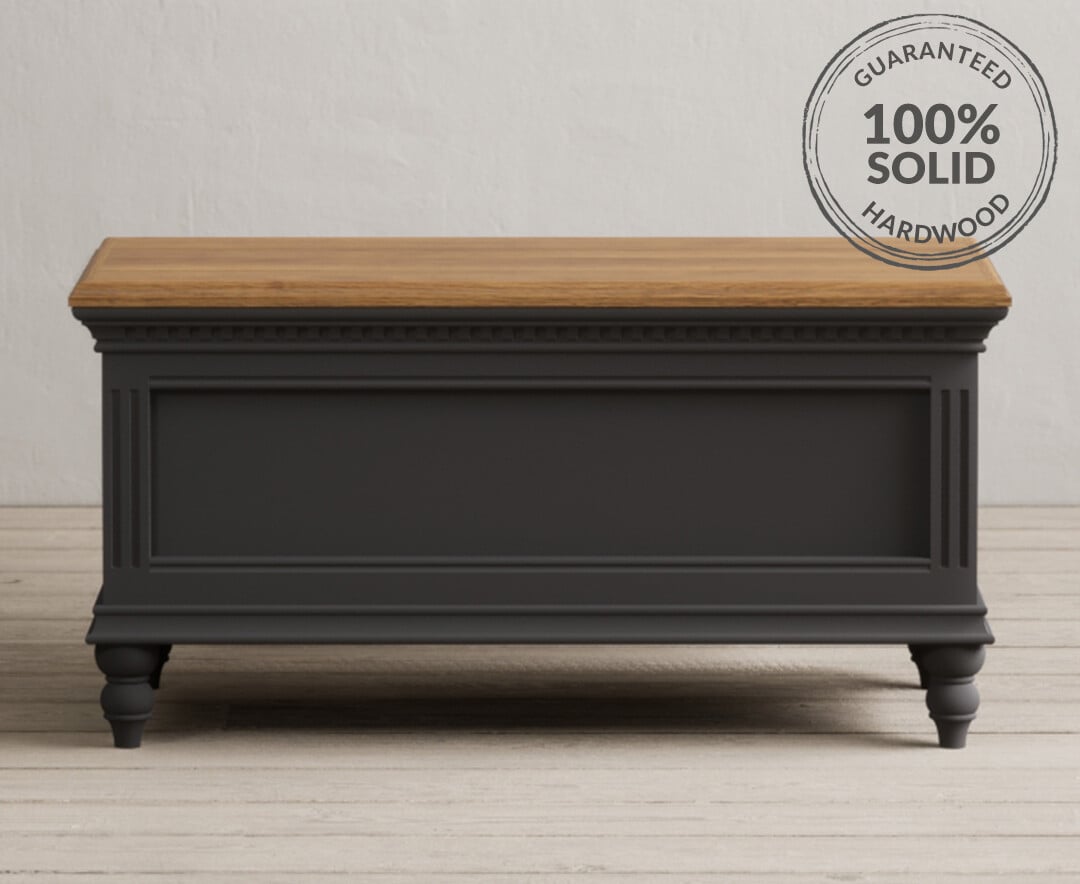 Francis Oak and Charcoal Grey Painted Blanket Box Oak Furniture Superstore