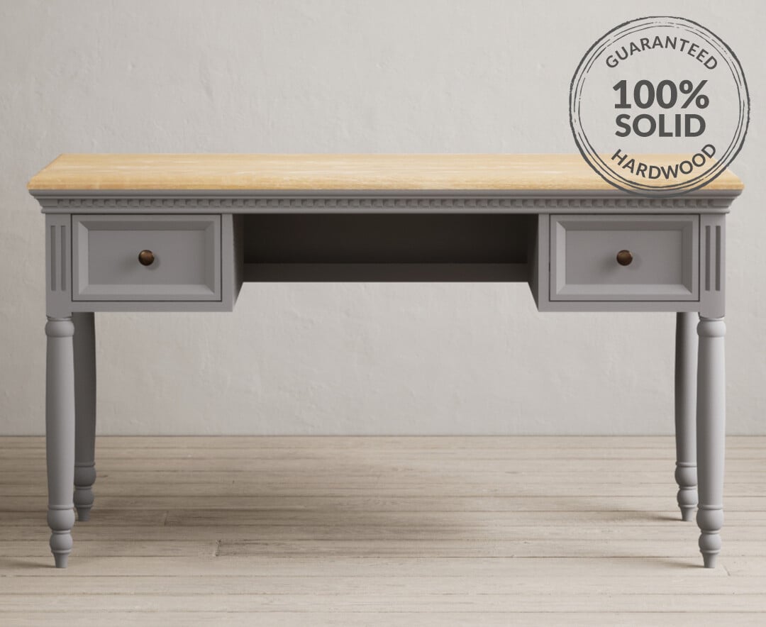 Francis Oak and Light Grey Painted Computer Desk