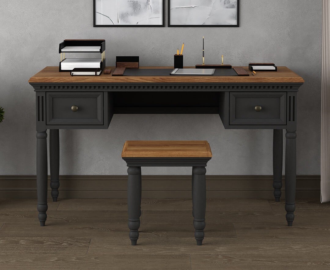 Francis Oak and Charcoal Grey Painted Computer Desk