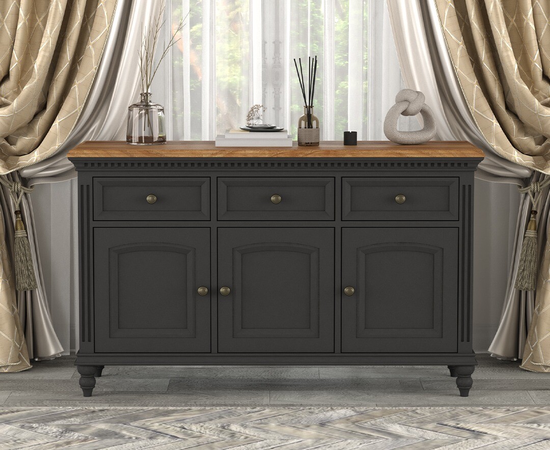 Francis Oak and Charcoal Grey Painted Large Sideboard