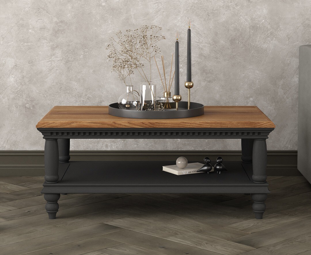 Francis Oak and Charcoal Grey Painted Petite Coffee Table