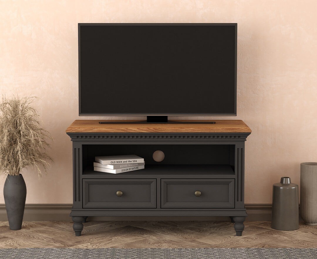 Francis Oak and Charcoal Grey Painted Small TV Cabinet