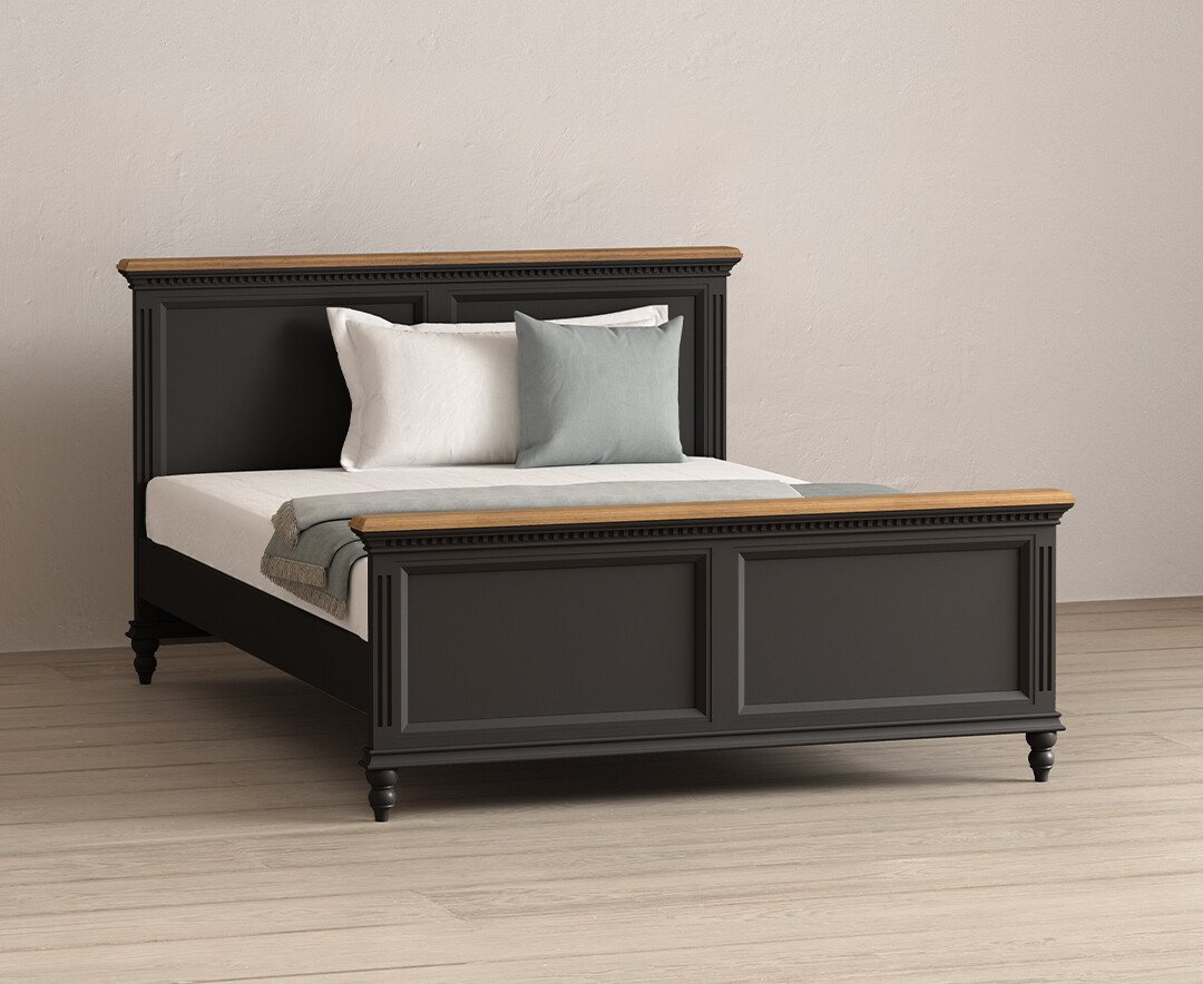 Francis Oak and Charcoal Grey Painted King Size Bed