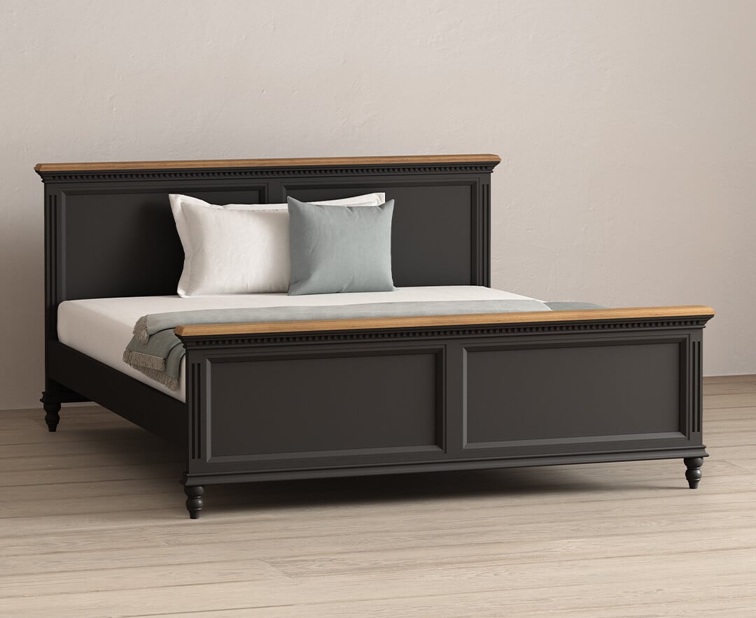 Francis Oak and Charcoal Grey Painted Super King Bed