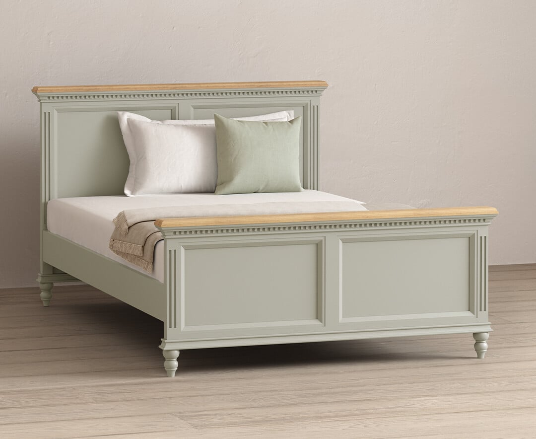 Francis Oak and Soft Green Painted Double Bed