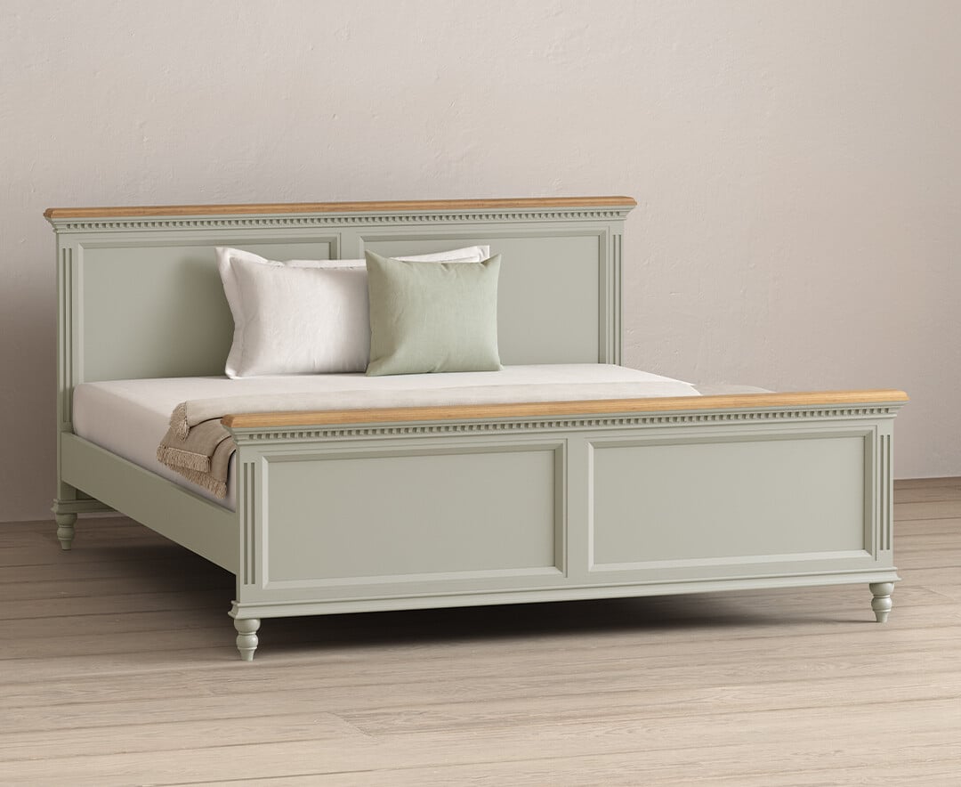 Francis Oak and Soft Green Painted Super King Bed