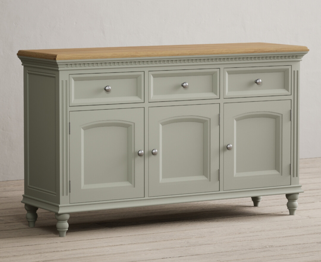Product photograph of Francis Oak And Soft Green Painted Large Sideboard from Oak Furniture Superstore.