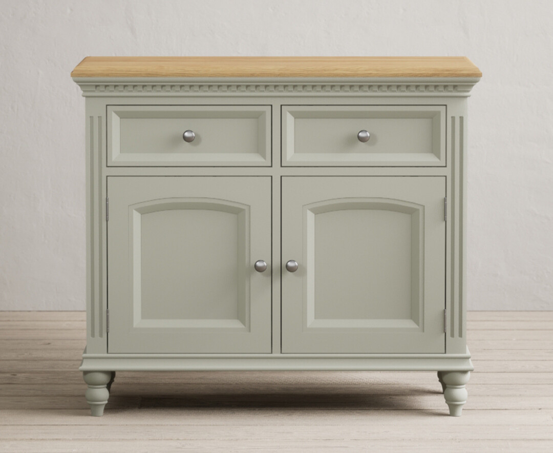 Product photograph of Francis Oak And Soft Green Painted Small Sideboard from Oak Furniture Superstore