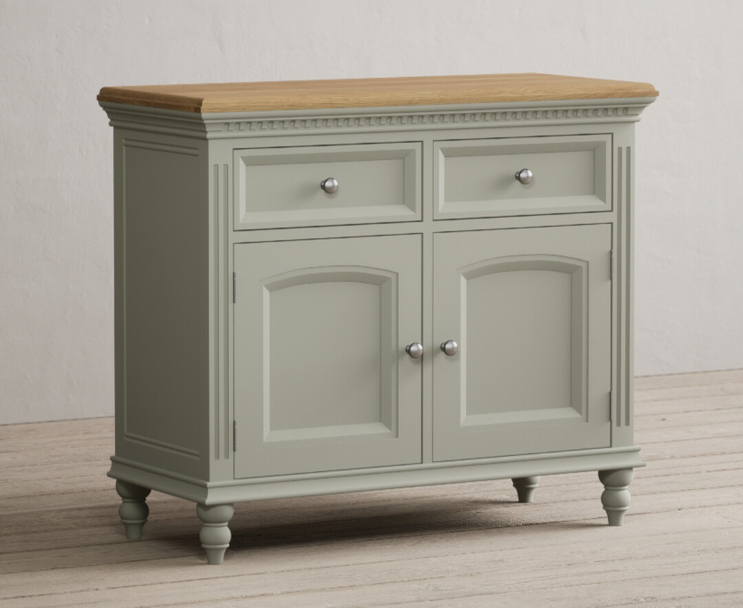 Product photograph of Francis Oak And Soft Green Painted Small Sideboard from Oak Furniture Superstore.