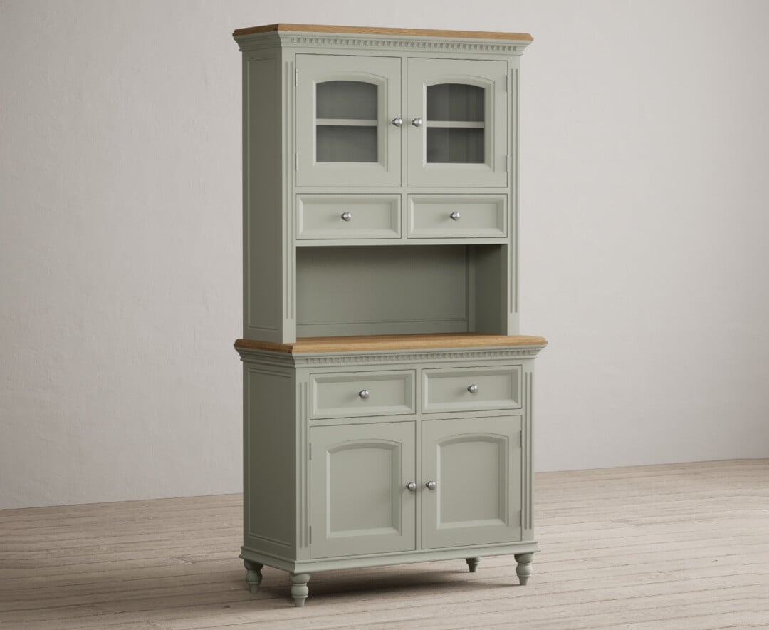 Product photograph of Francis Oak And Soft Green Painted Small Dresser from Oak Furniture Superstore