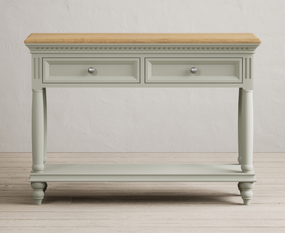 Francis Oak And Soft Green Painted Console Table