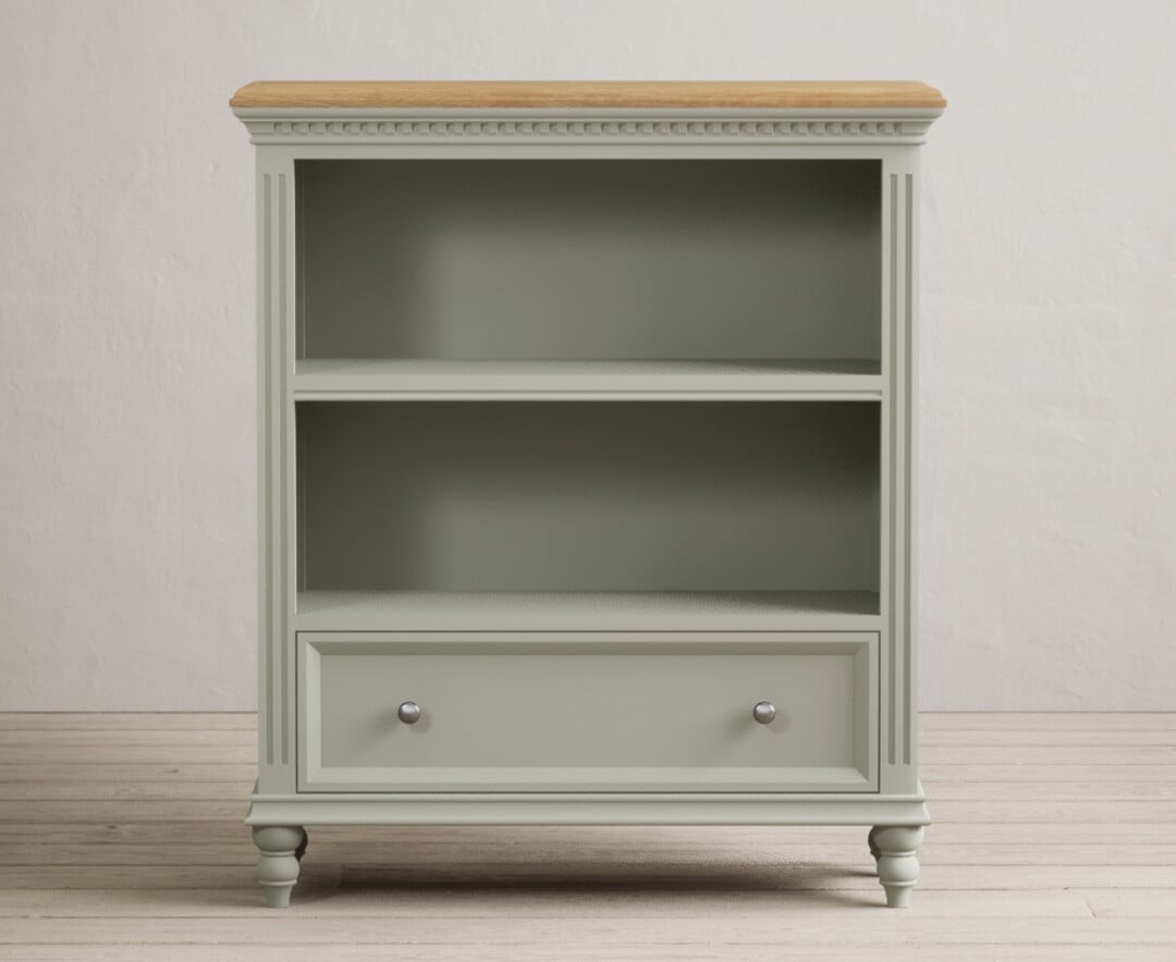 Francis Oak And Soft Green Painted Low Bookcase