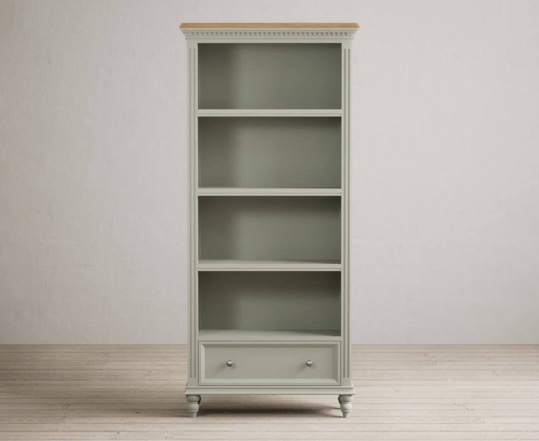 Francis Oak And Soft Green Painted Tall Bookcase