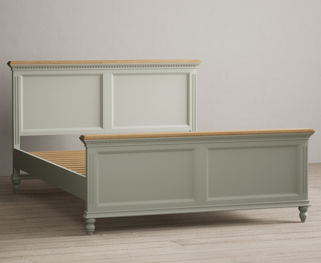 Product photograph of Francis Oak And Soft Green Painted King Size Bed from Oak Furniture Superstore