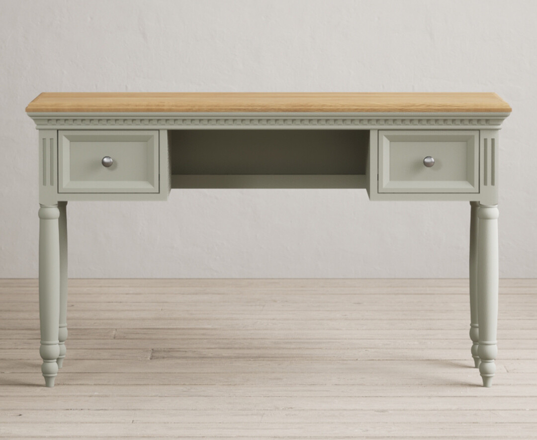 Product photograph of Francis Oak And Soft Green Painted Computer Desk from Oak Furniture Superstore