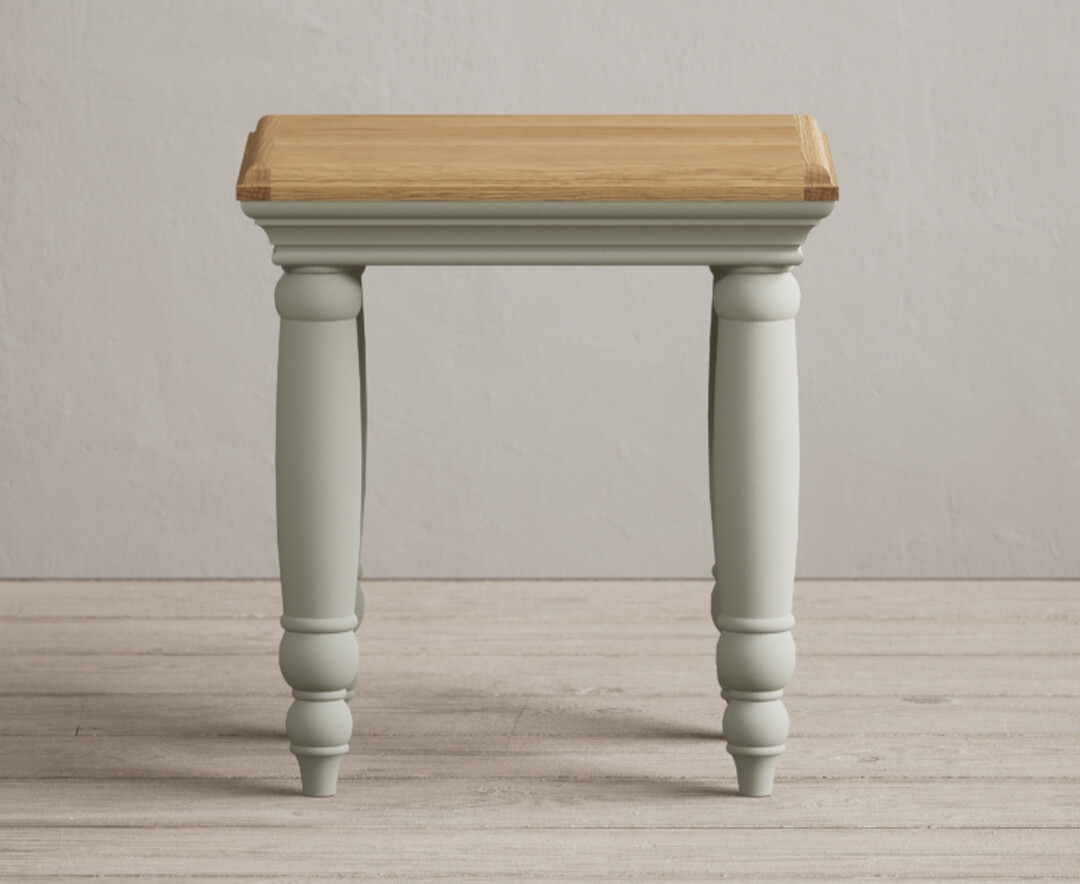Product photograph of Francis Oak And Soft Green Painted Dressing Table Stool from Oak Furniture Superstore