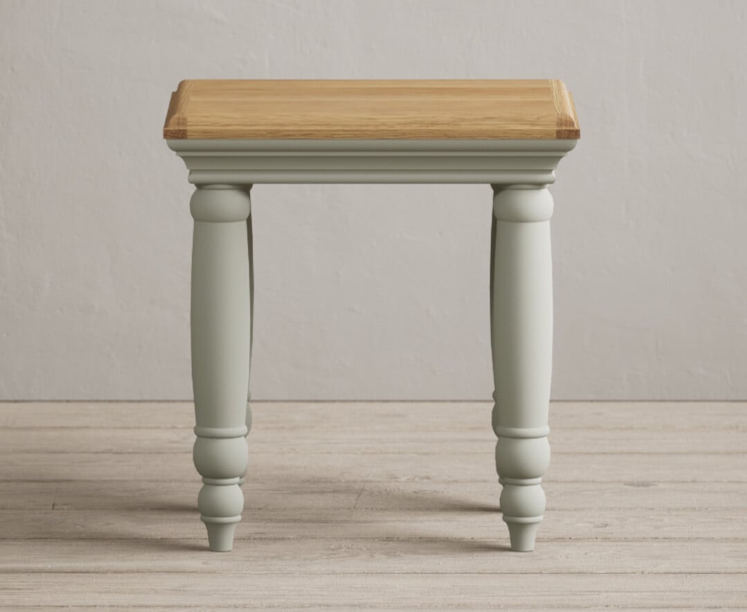 Product photograph of Francis Oak And Soft Green Painted Dressing Table Stool from Oak Furniture Superstore