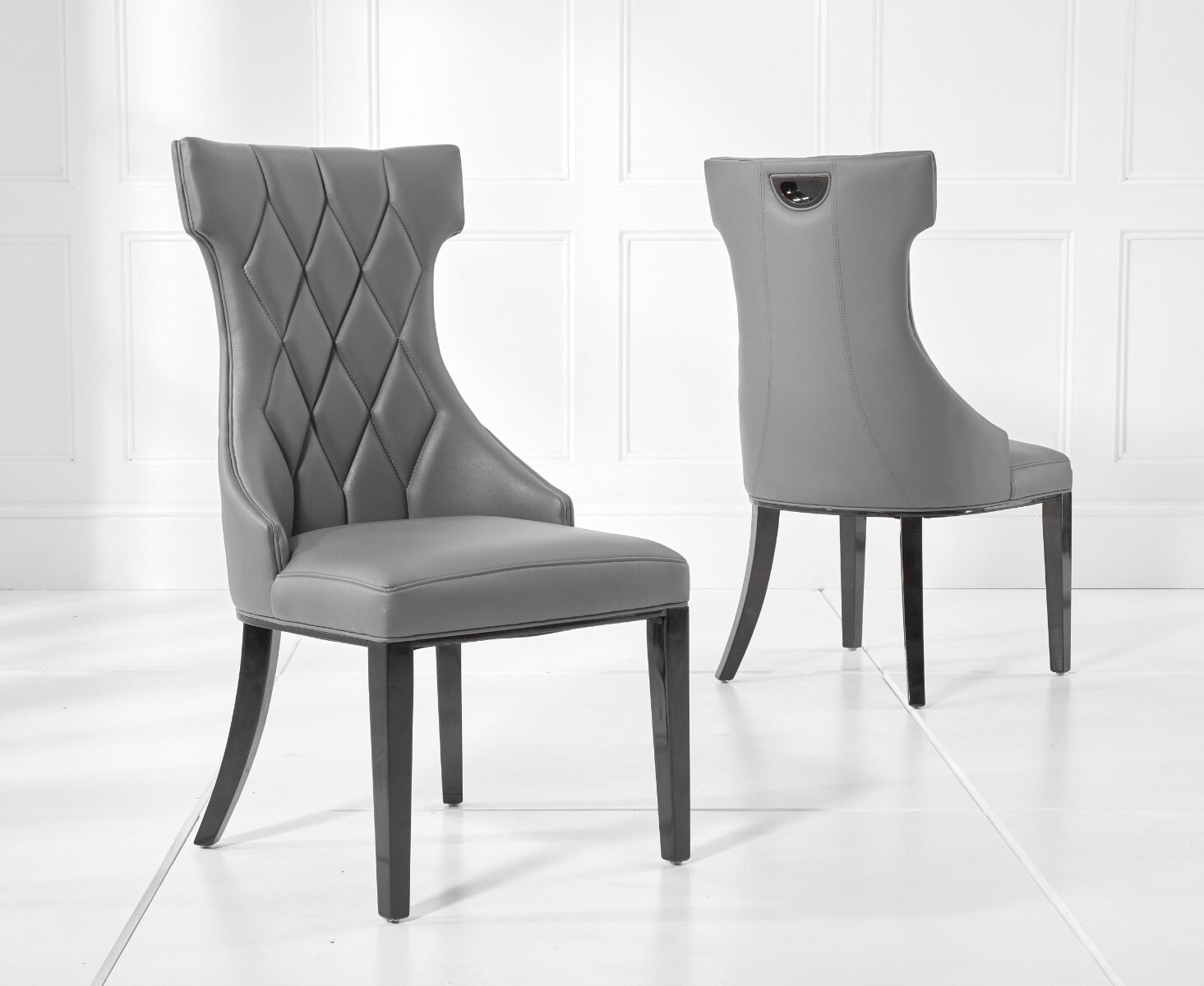 Product photograph of Sophia Grey Faux Leather Dining Chairs from Oak Furniture Superstore