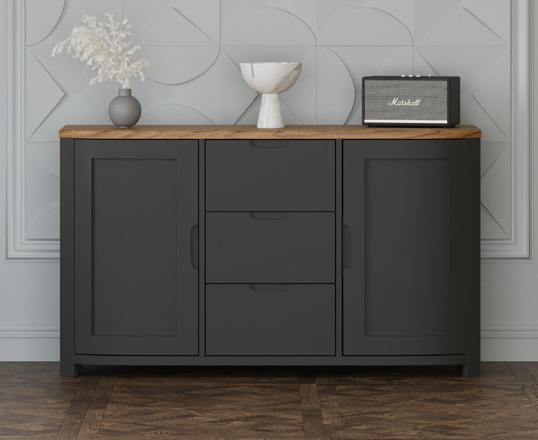 Product photograph of Bradwell Oak And Charcoal Painted Large Sideboard from Oak Furniture Superstore