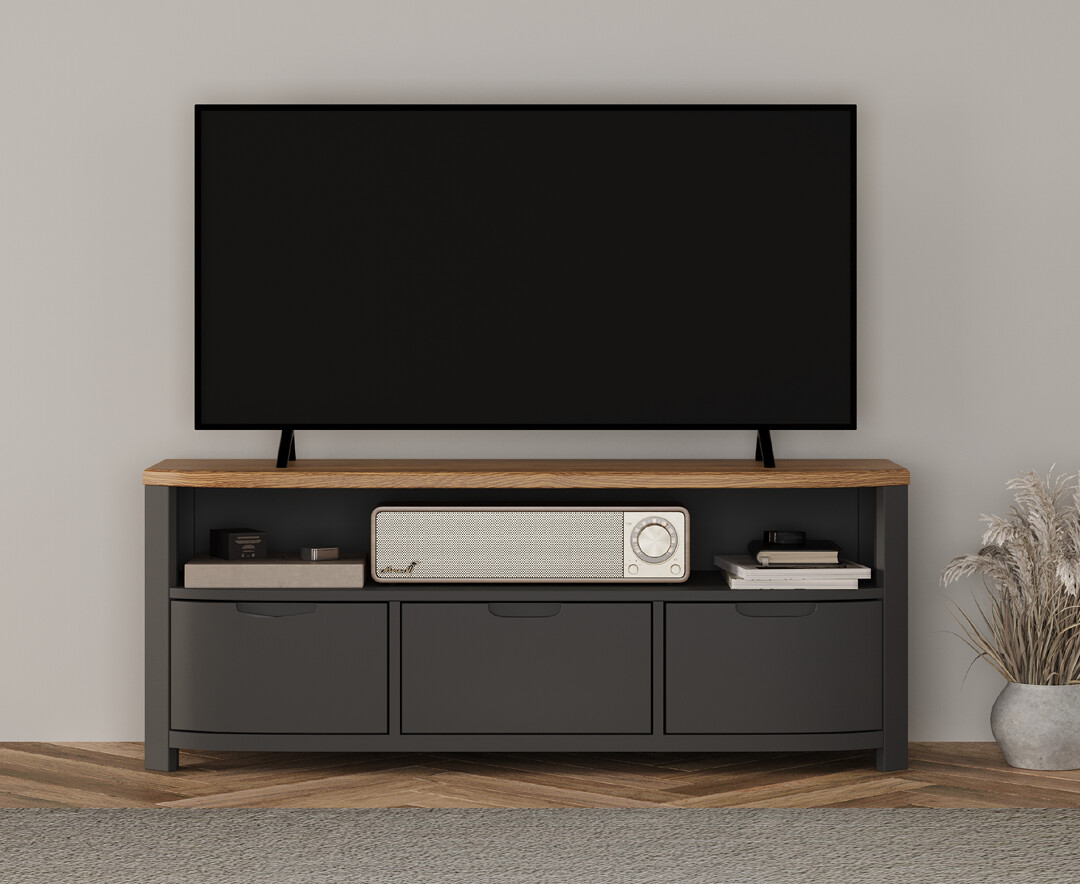 Product photograph of Bradwell Oak And Charcoal Painted Large Tv Unit from Oak Furniture Superstore
