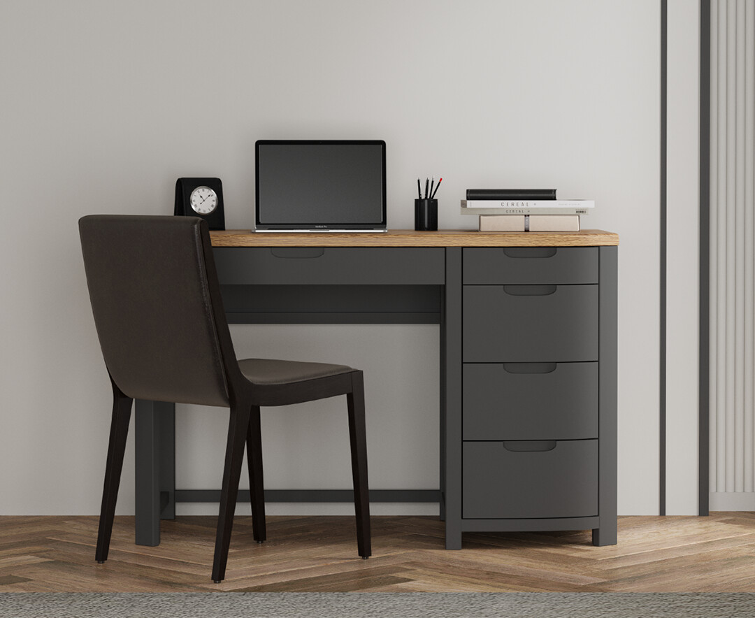 Product photograph of Bradwell Oak And Charcoal Painted Computer Desk from Oak Furniture Superstore