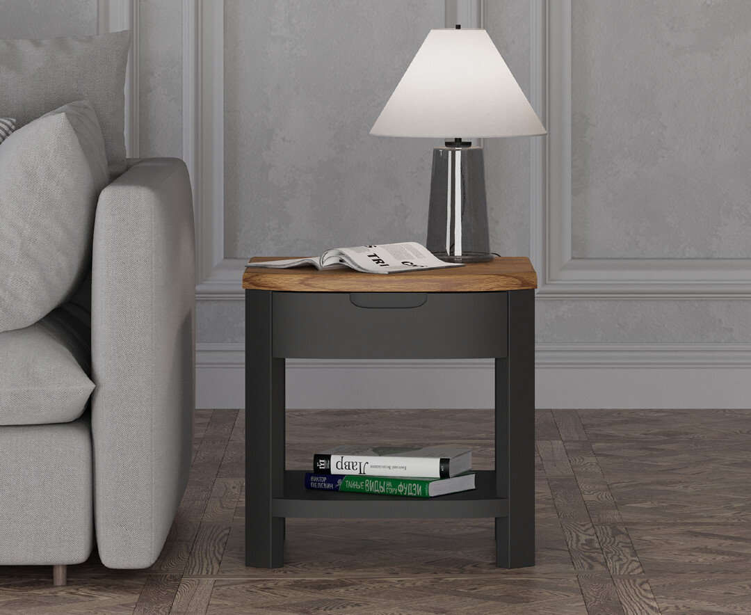Product photograph of Bradwell Oak And Charcoal Painted 1 Drawer Lamp Table from Oak Furniture Superstore
