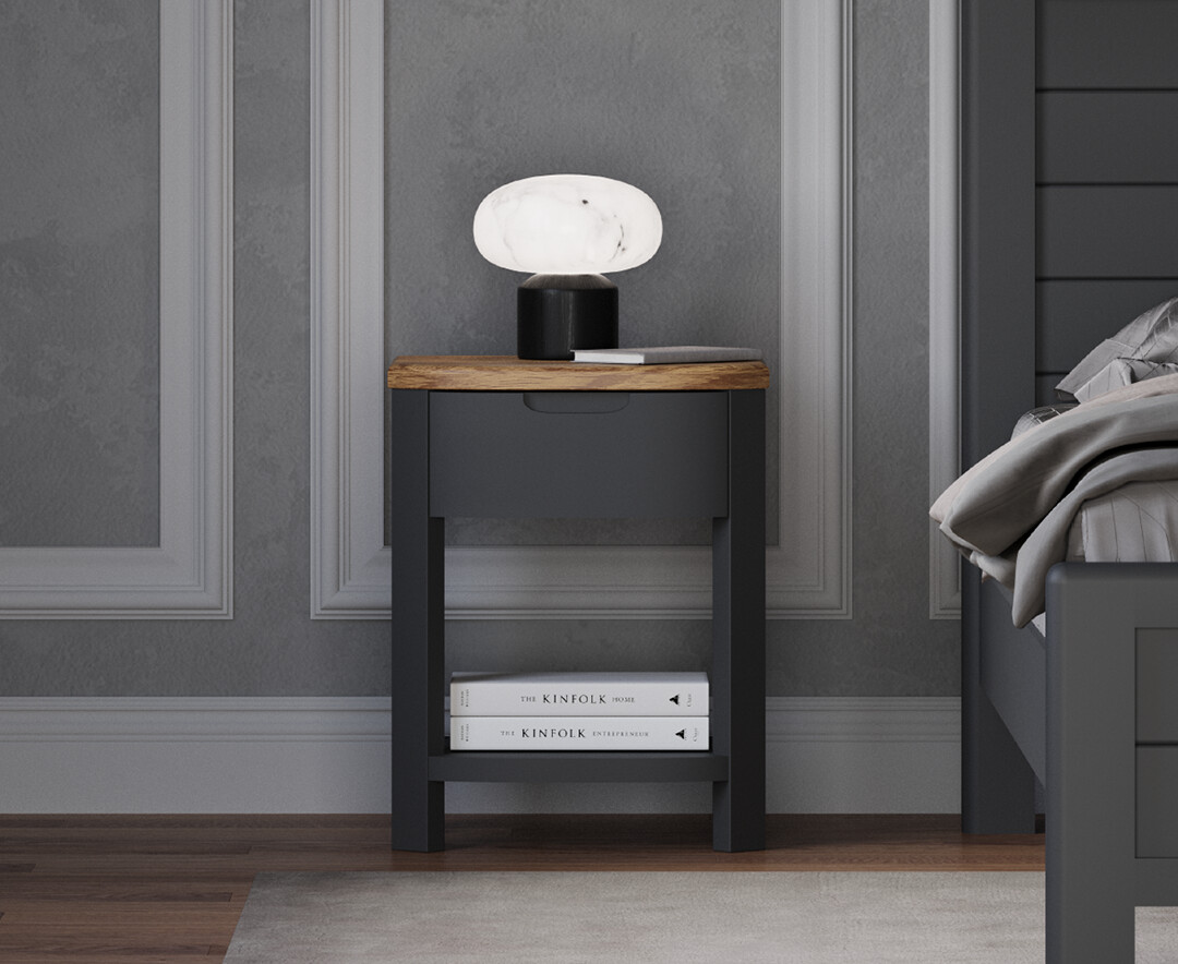 Bradwell Oak and Charcoal Painted 1 Drawer Bedside Chest