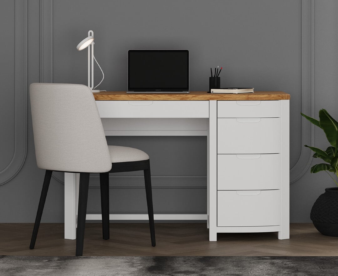 Bradwell Oak And Signal White Painted Computer Desk