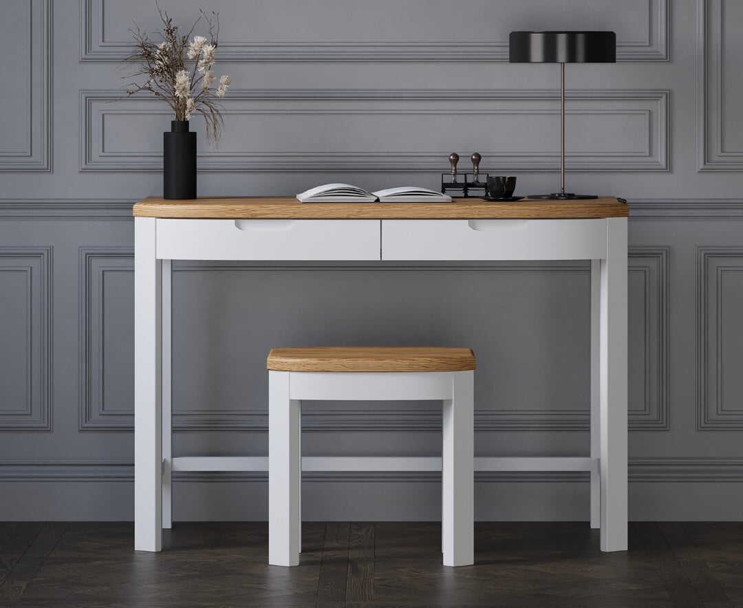 Product photograph of Bradwell Oak And Signal White Painted Compact Desk from Oak Furniture Superstore