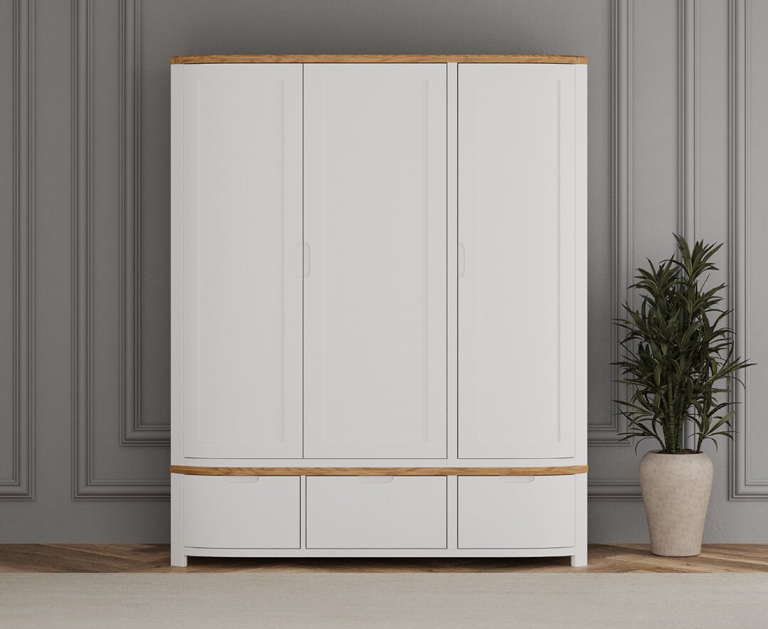 Bradwell Oak and Signal White Painted Triple Wardrobe
