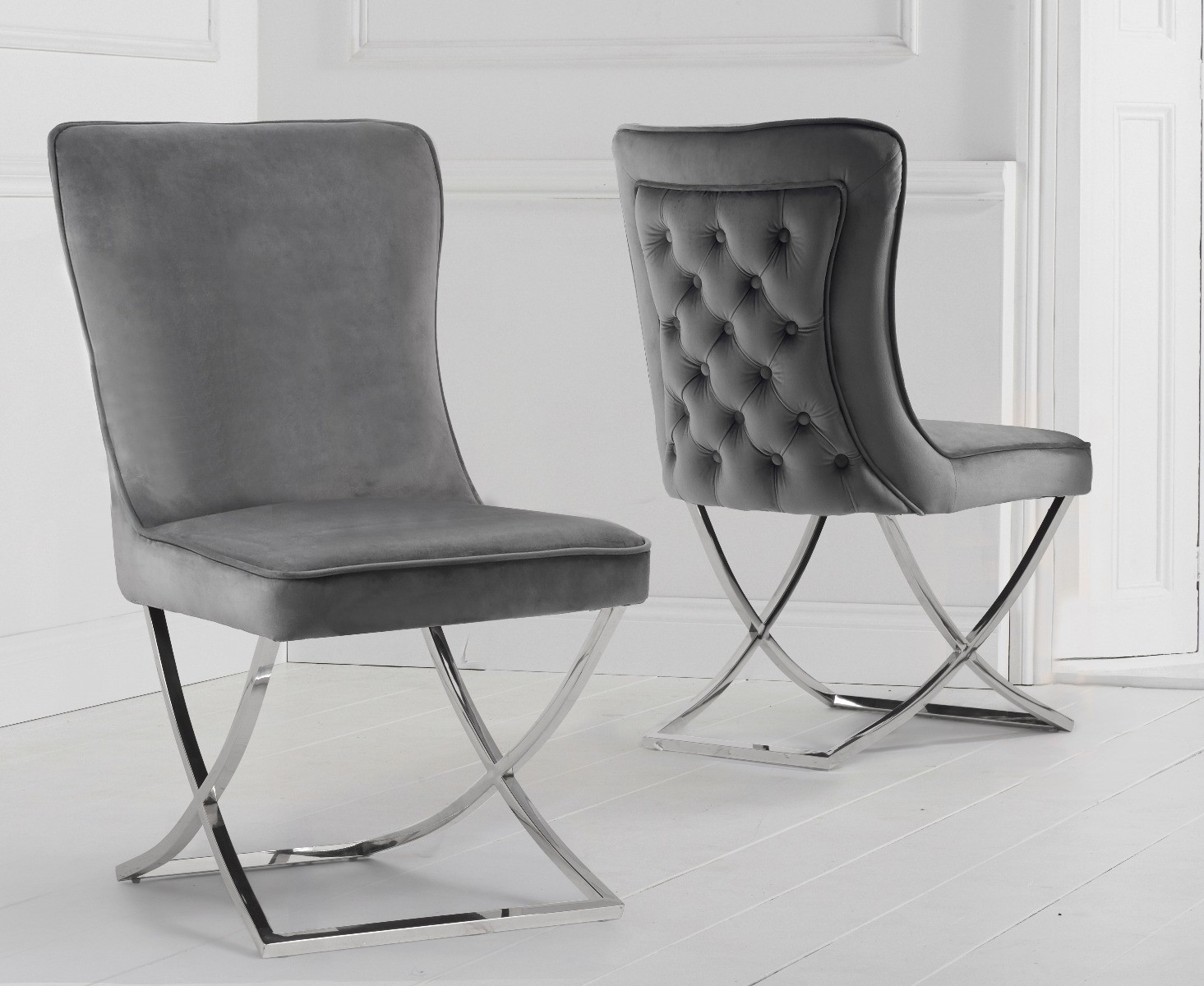 Lorenzo Grey Velvet Dining Chairs