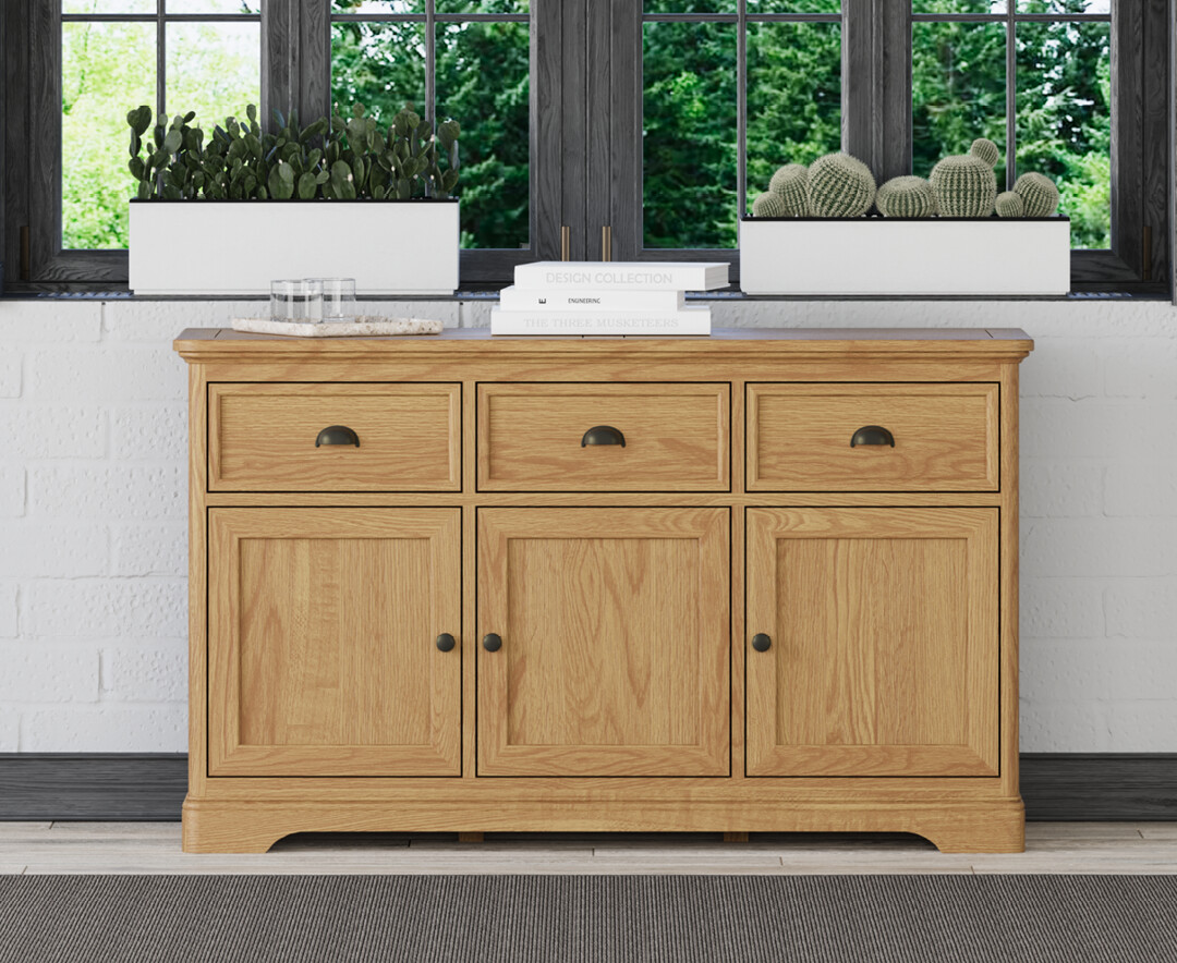 Product photograph of Cambridge Solid Oak Large Sideboard from Oak Furniture Superstore