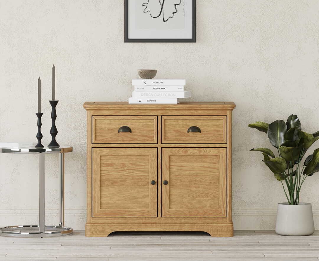 Product photograph of Cambridge Solid Oak Small Sideboard from Oak Furniture Superstore
