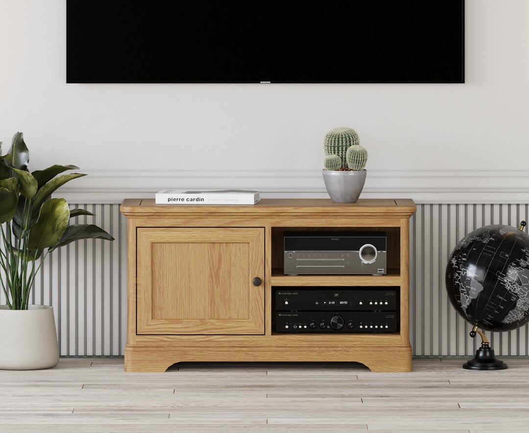 Product photograph of Cambridge Solid Oak Small Tv Cabinet from Oak Furniture Superstore
