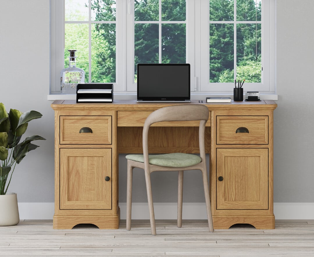 Product photograph of Cambridge Solid Oak Computer Desk from Oak Furniture Superstore