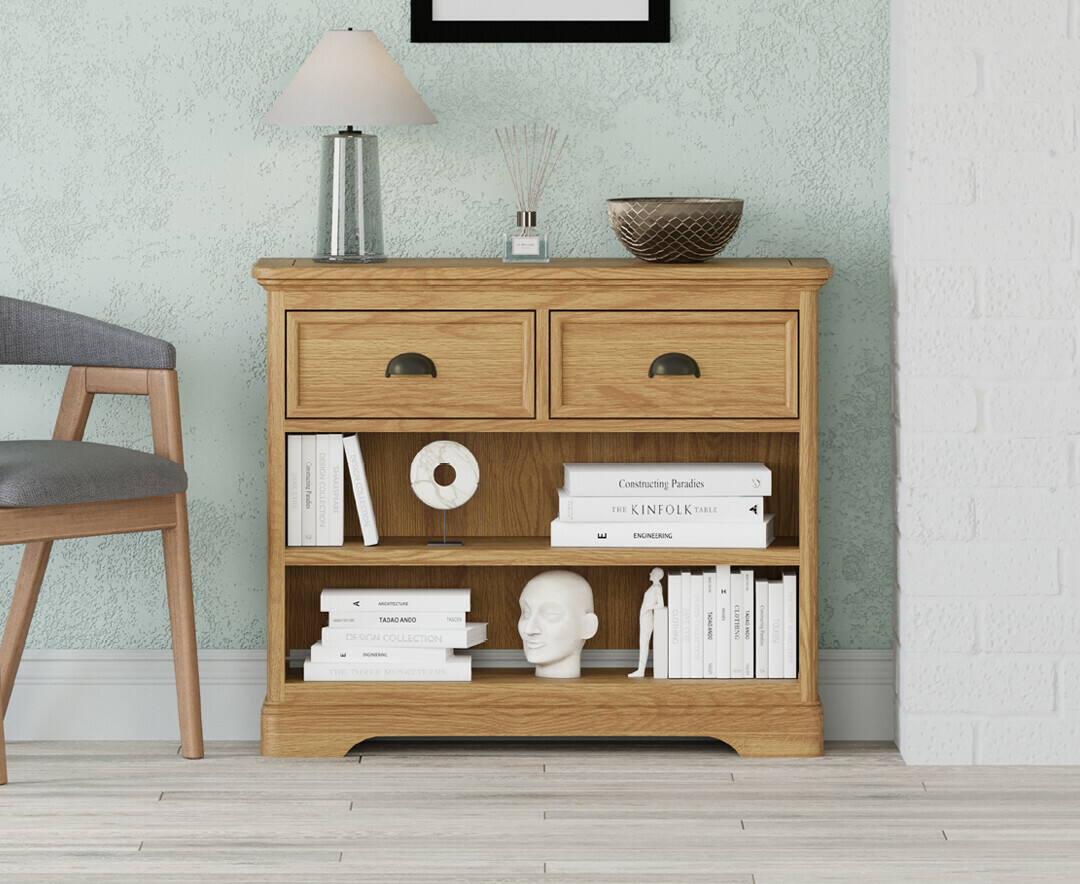 Product photograph of Cambridge Solid Oak Storage Console Table from Oak Furniture Superstore