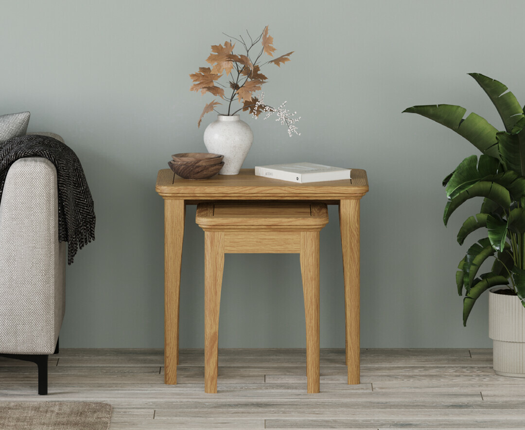 Product photograph of Cambridge Solid Oak Nest Of Tables from Oak Furniture Superstore