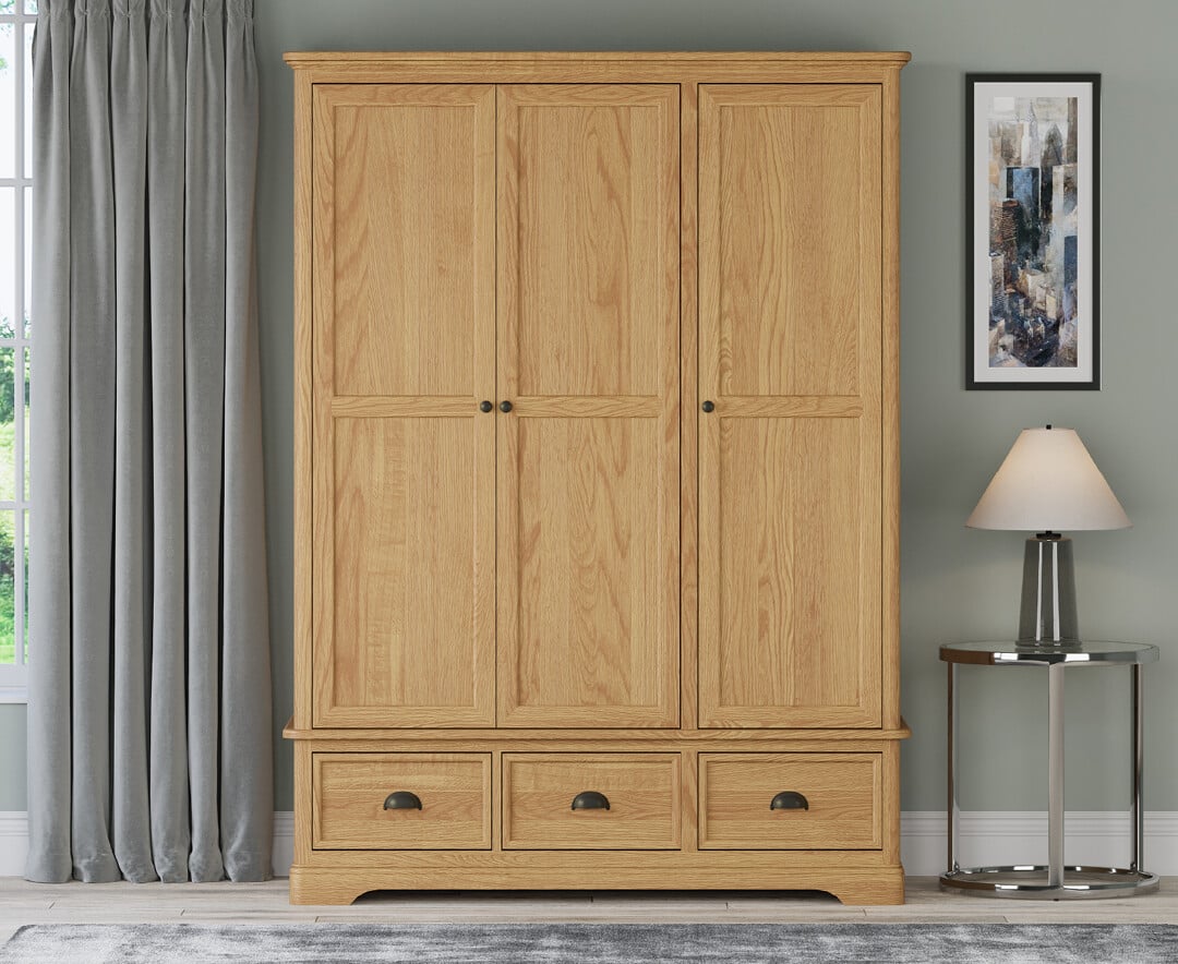 Cambridge Solid Oak Triple Wardrobe