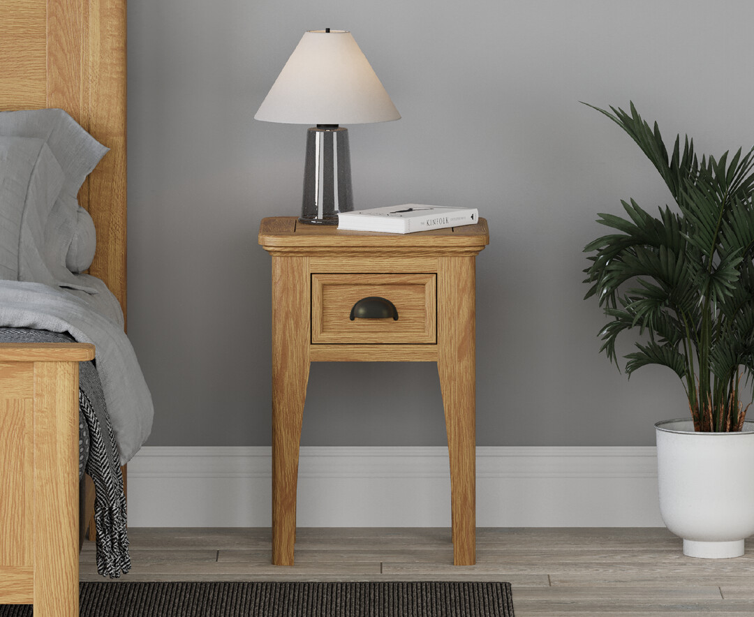 Product photograph of Cambridge Solid Oak 1 Drawer Bedside from Oak Furniture Superstore