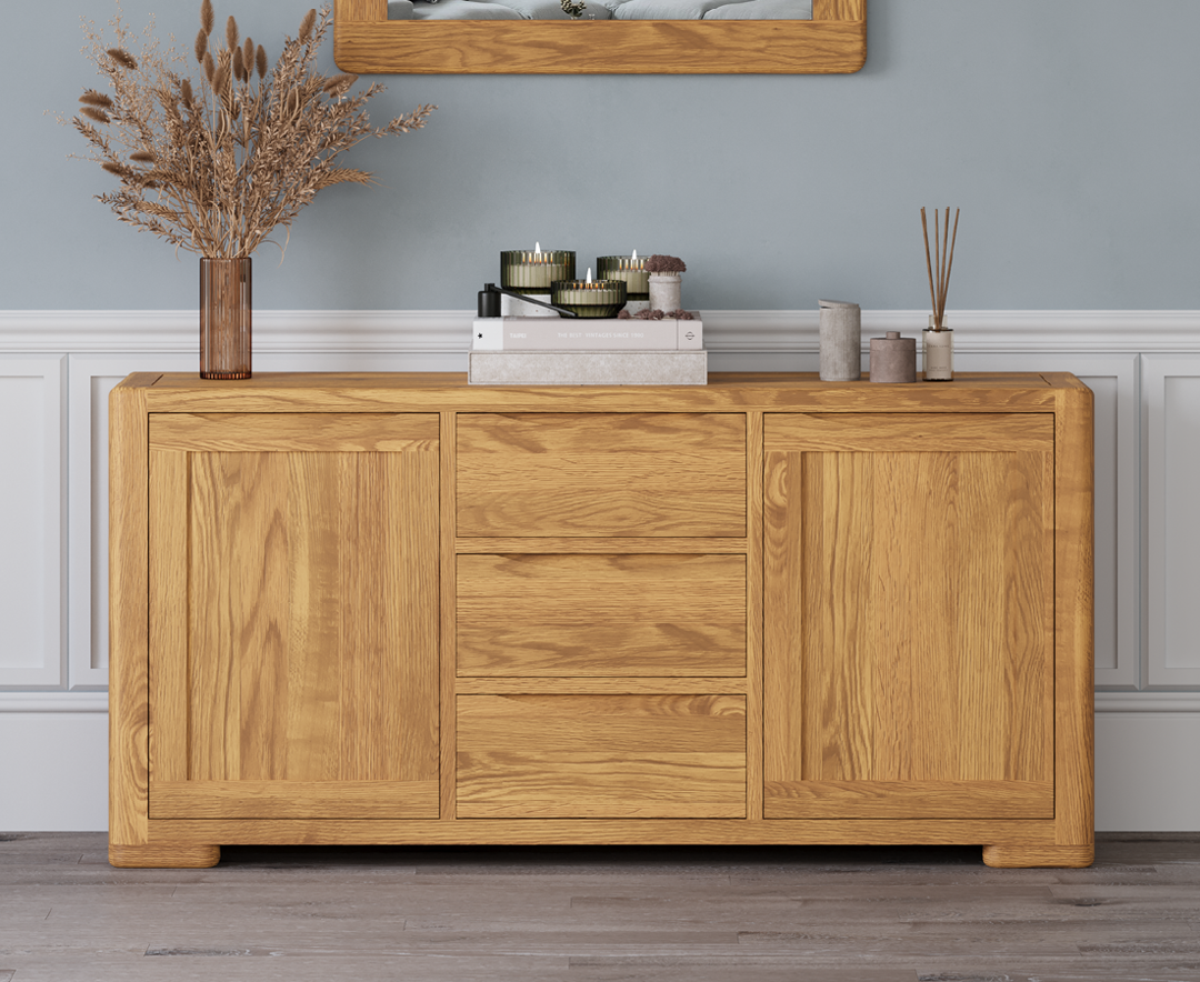 Product photograph of Harper Solid Oak Extra Large Sideboard from Oak Furniture Superstore