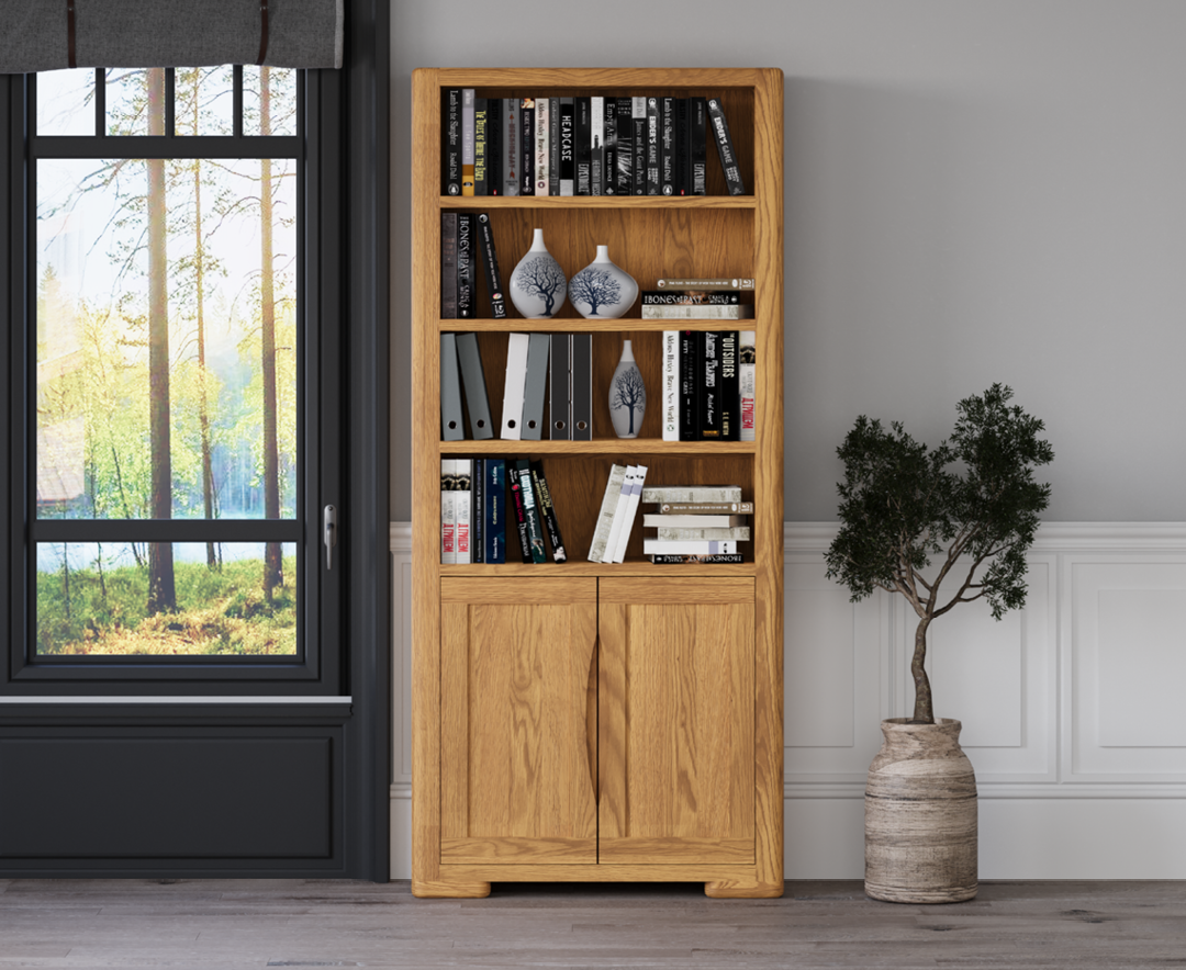 Product photograph of Harper Solid Oak Tall Bookcase from Oak Furniture Superstore