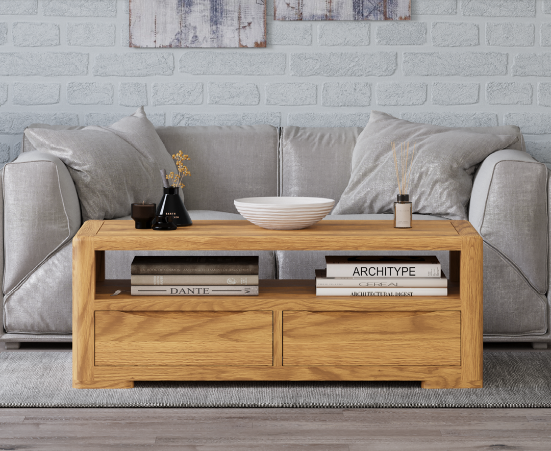 Product photograph of Harper Solid Oak 4 Drawer Coffee Table from Oak Furniture Superstore