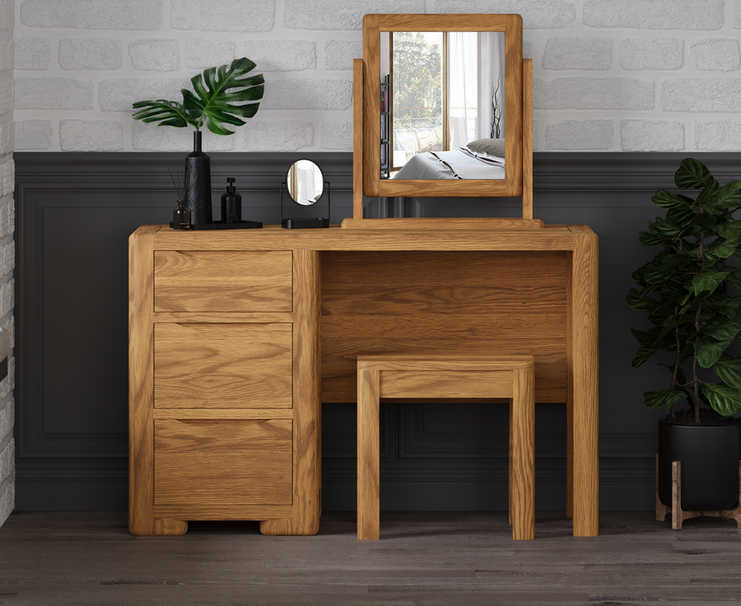 Product photograph of Harper Solid Oak Dressing Table Set from Oak Furniture Superstore