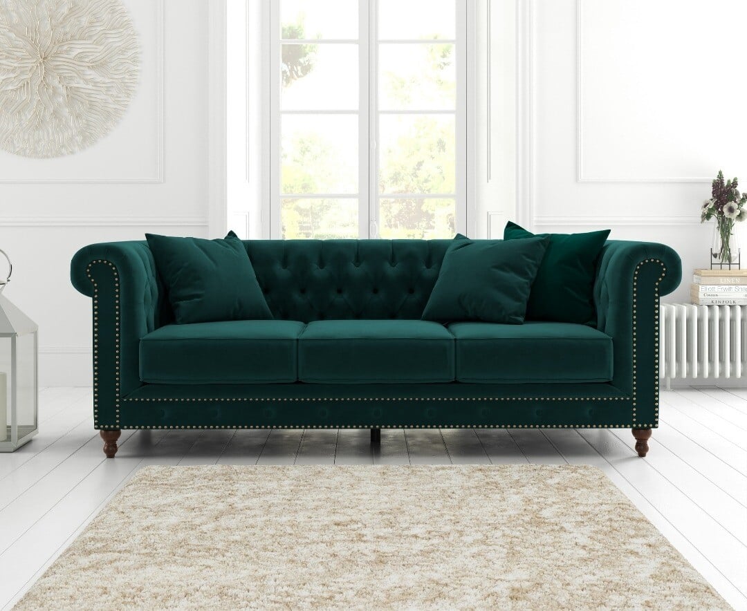 Westminster Chesterfield Green Velvet 3 Seater Sofa
